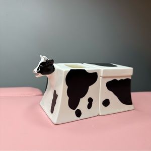 Vintage Black & White Cow Retro Cream & Sugar Set